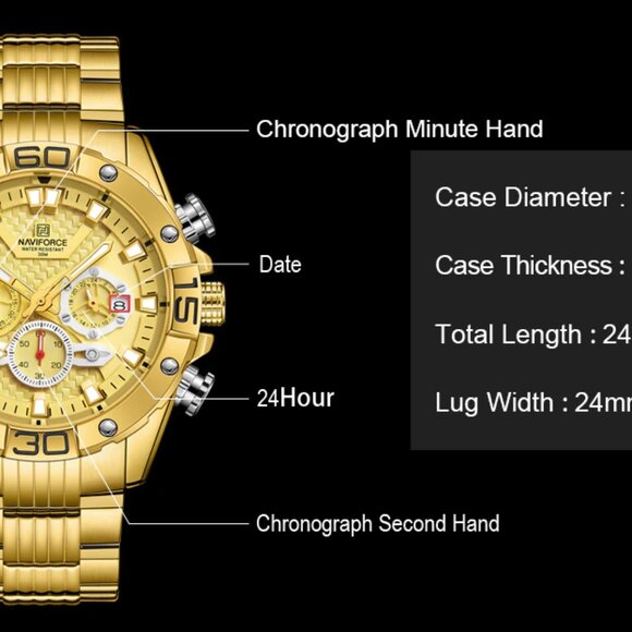 NaviForce Water Resistant Chronograph Divers Watch - Choose Your Color & Style - Picture 6 of 9